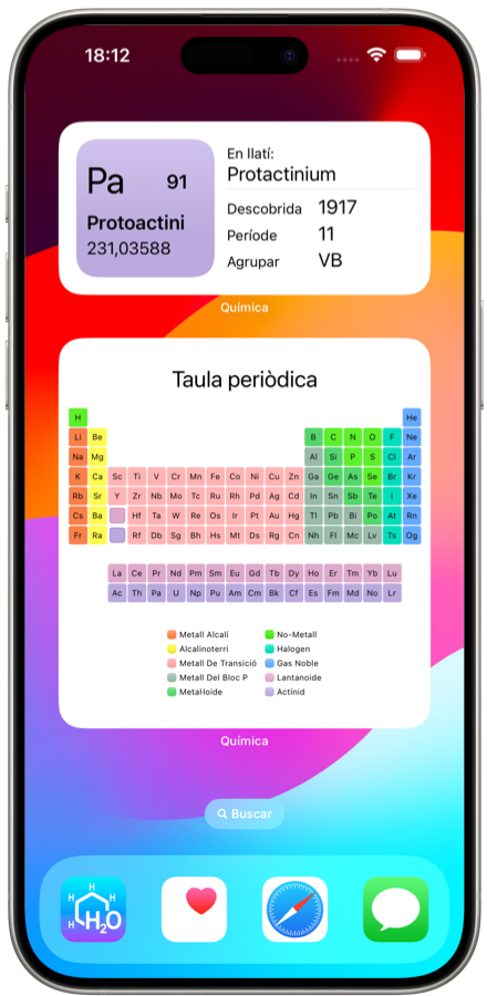 Ginys d'aplicacions per a iOS de química. Recordeu fàcilment els elements de la taula química periòdica