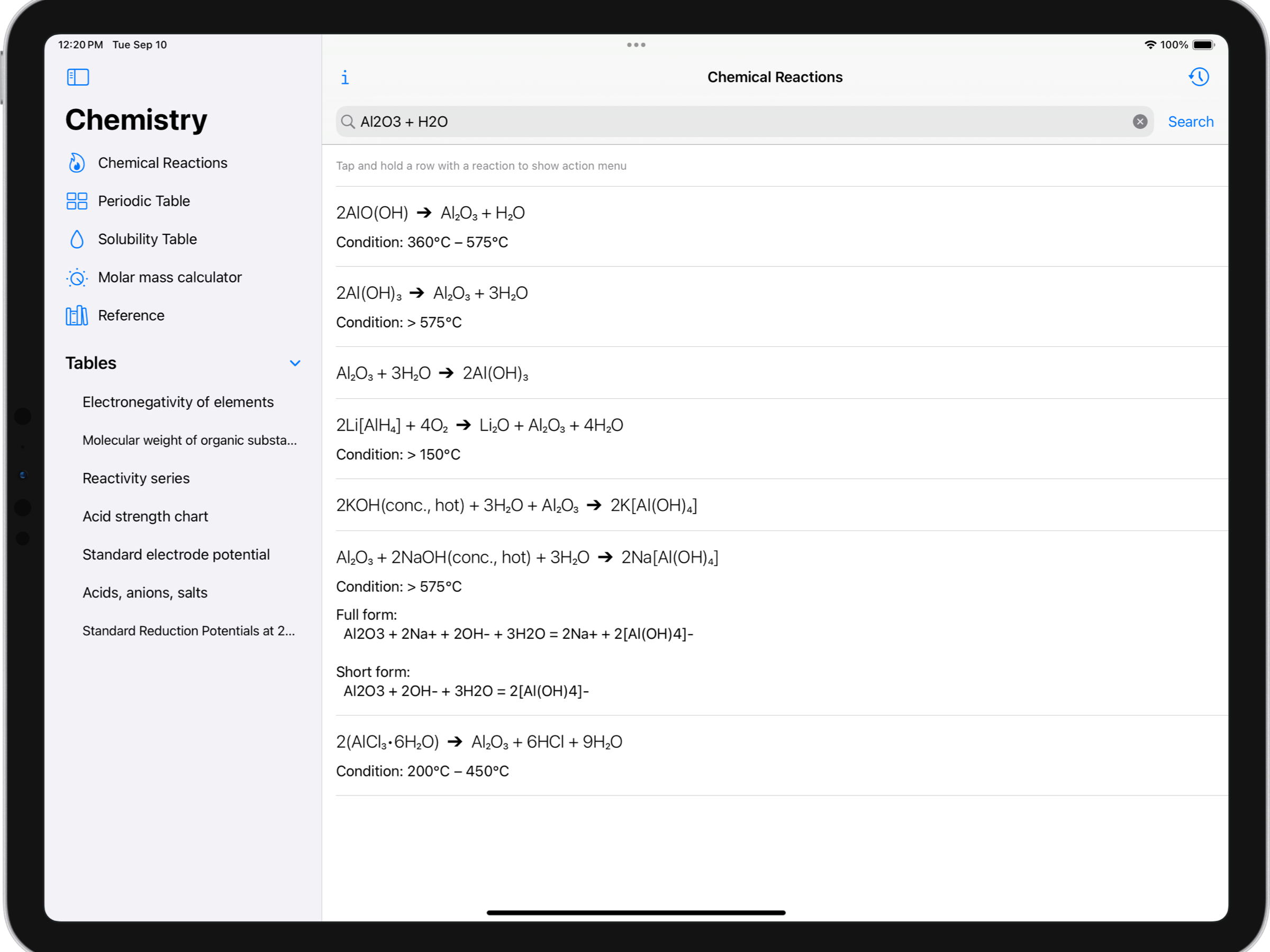 Chemistry app - Periodic Table, Reactions solver, Chemical elements